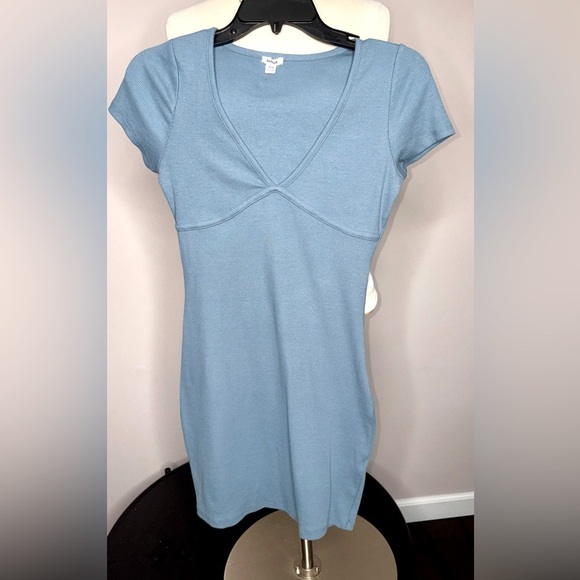 Garage Blue Ribbed Mini Dress – Size Medium - Picture 2 of 2